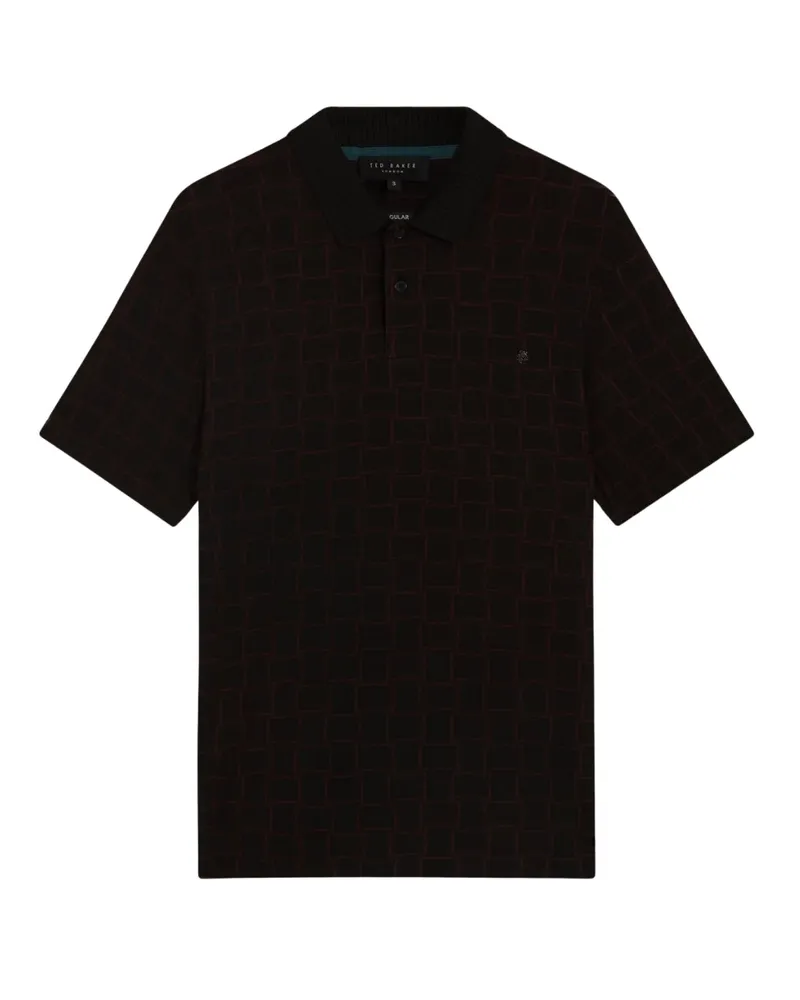 Ted Baker Schwarzes Polohemd Von  Eduard Square Jacquard Schwarz