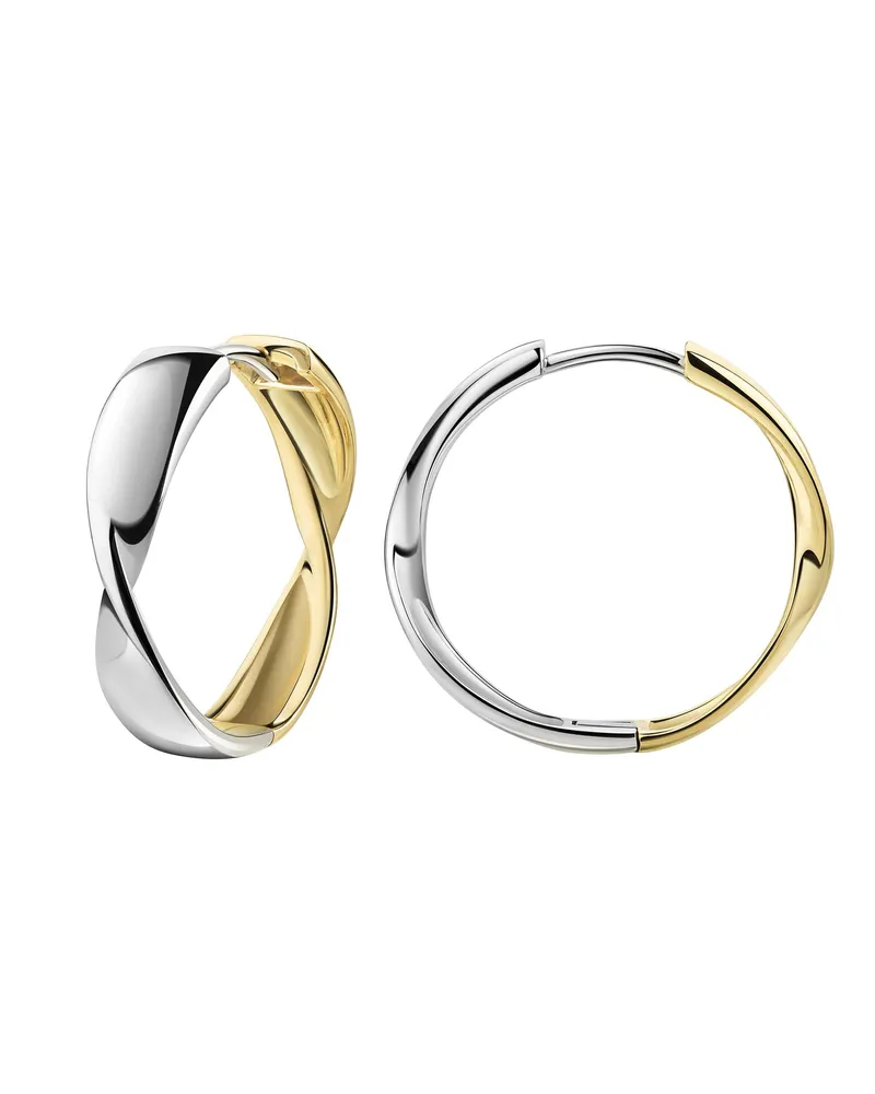 ZEEme Silber Klappcreolen 925/- Sterling Silber rhodiniert und vergoldet Mehrfarbig