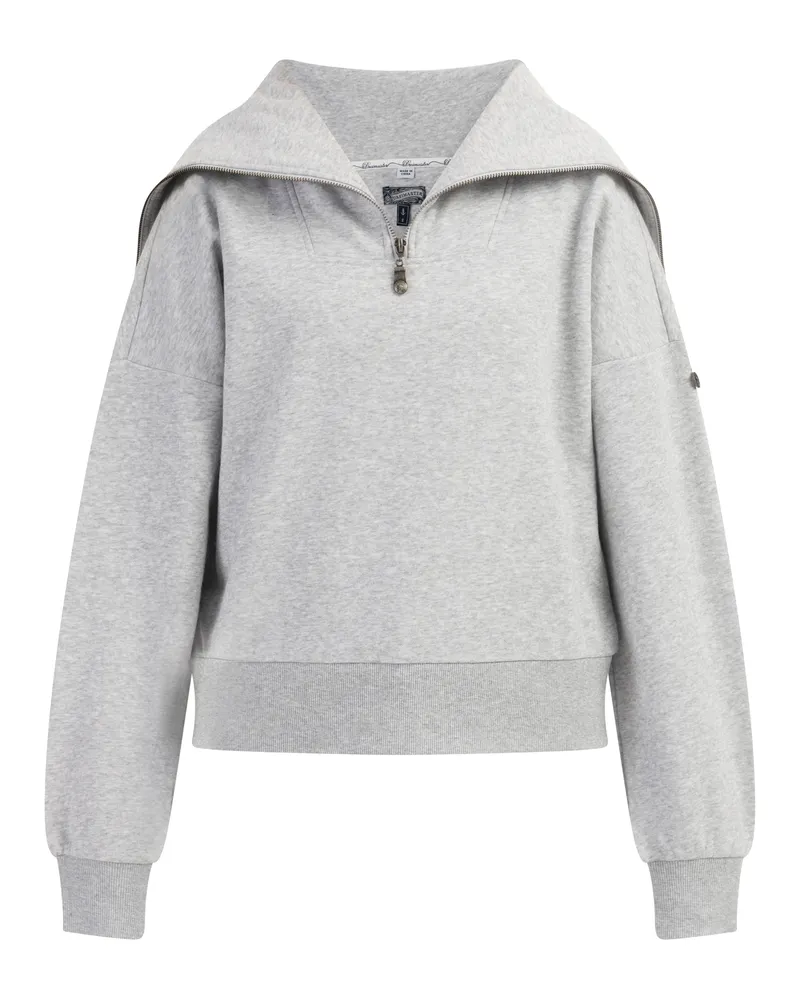 DreiMaster Oversize Troyer-Sweater Damen Hellgrau Melange Hellgrau