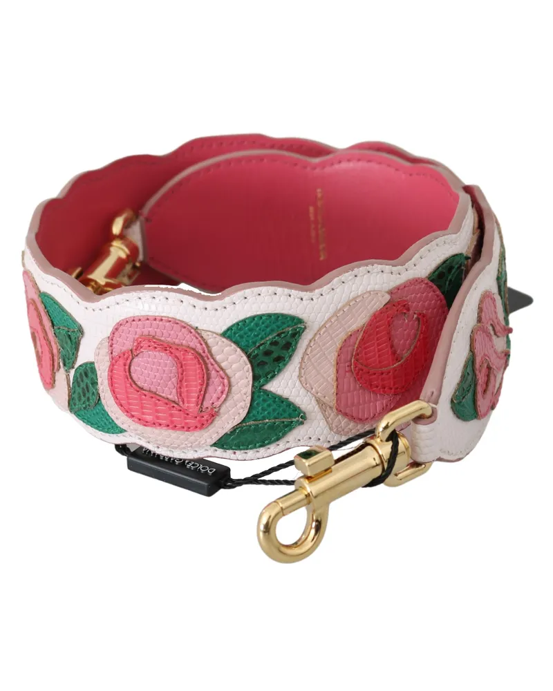 Dolce & Gabbana Pink Roses Ledertasche Zubehör Schultergurt Mehrfarbig
