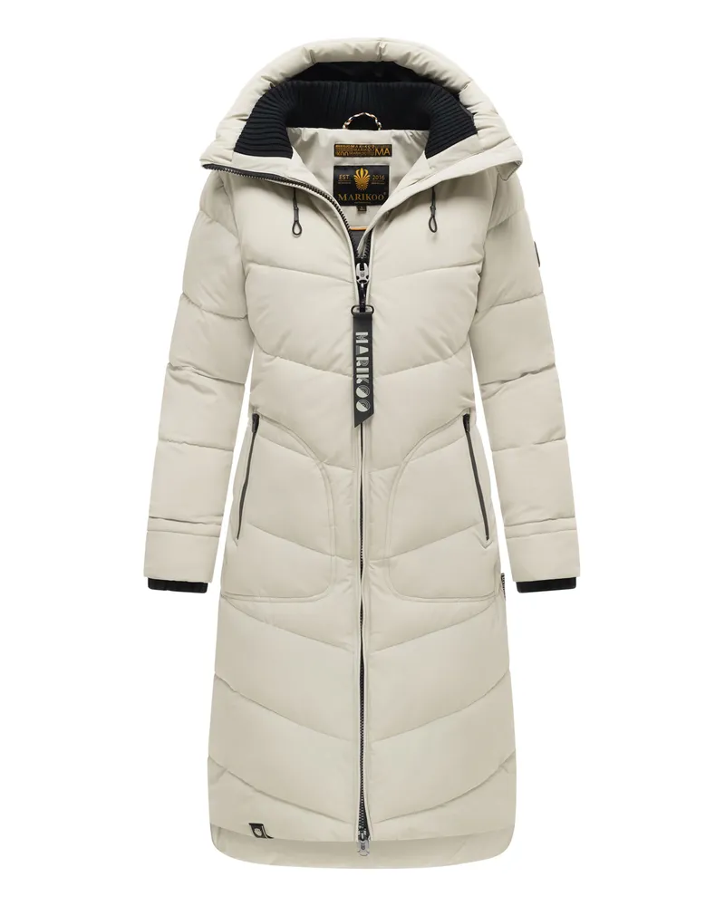 Marikoo Damen Winterjacke Benikoo mit Kapuze & Rippkragen – warm, elegant & funktional Grau