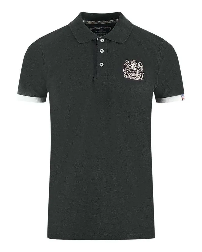 Aquascutum Unisex Erwachsenen Logo Kragen Polo-Shirt (Schwarz Schwarz