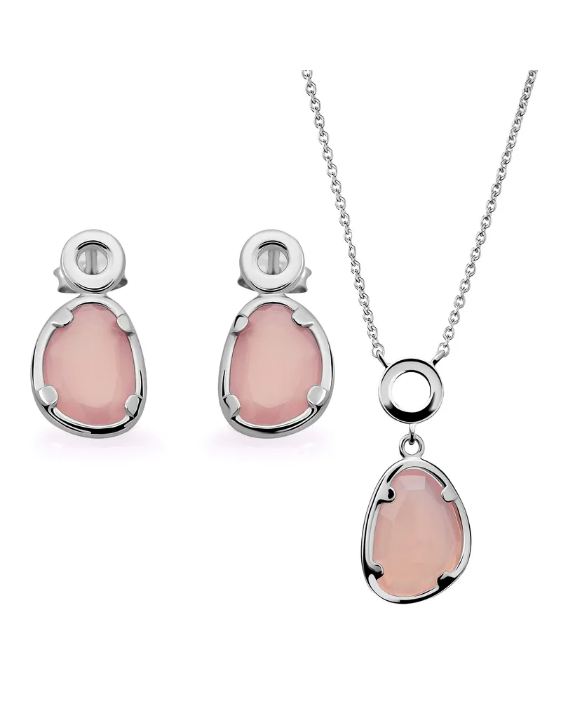 Orphelia Rivera' Damen-Set aus 925er Sterlingsilber: Halskette + Ohrringe – Silber SET-7480/PC Silber