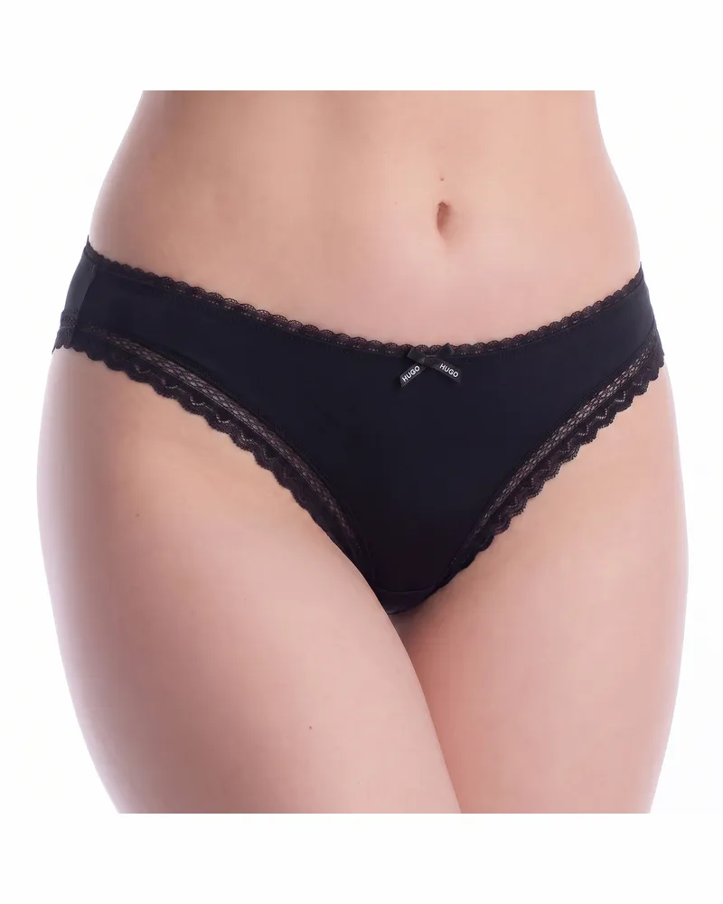 HUGO BOSS Damen-Mikrofaser-Höschen mit Spitze 50545733 Schwarz