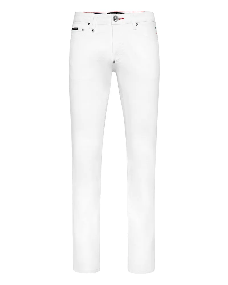 Philipp Plein Denim-Hose Skull Weiß