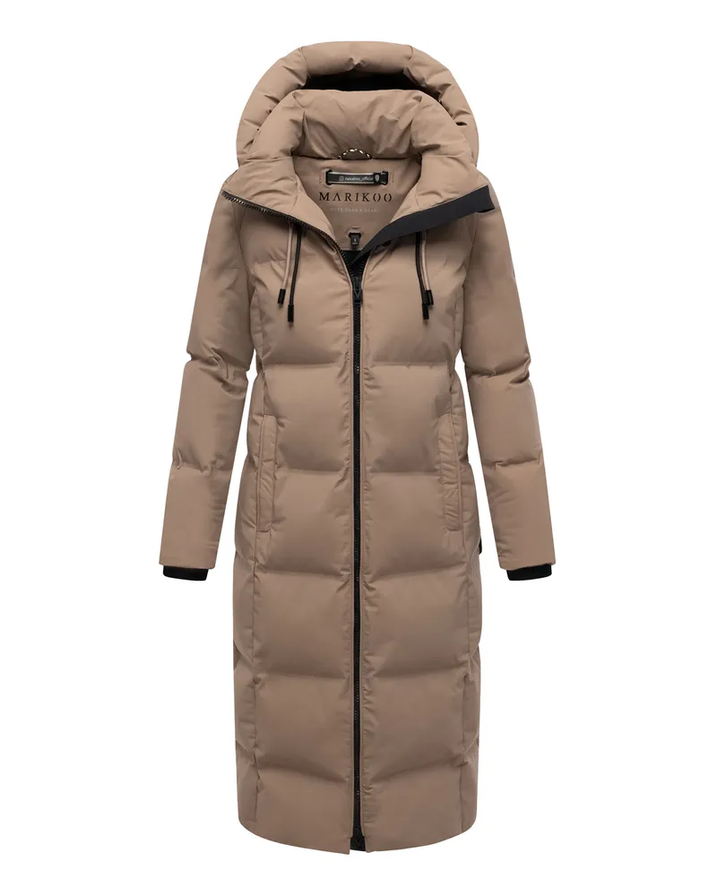 Marikoo Damen Winter Steppmantel Tikoraa mit abnehmbarer Kapuze Grau