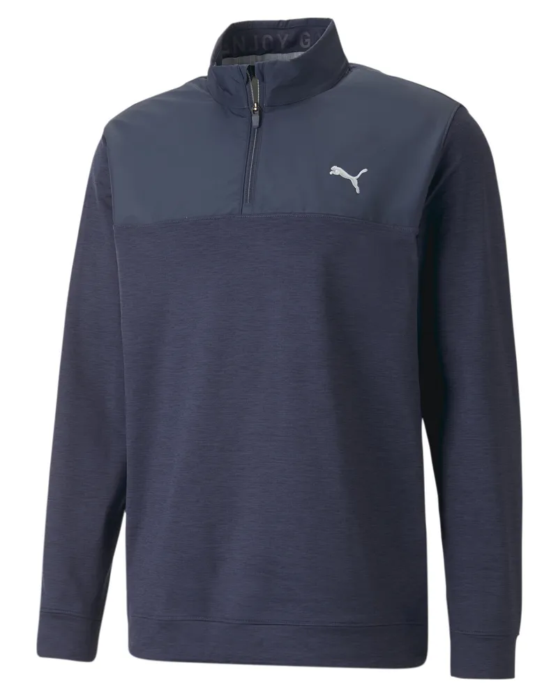 Puma Herren Cloudspun Colourblock Viertel-Zip Golf Sweatshirt Blau
