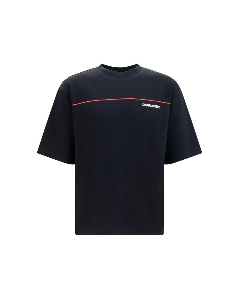 Dsquared2 Dsquared² Schwarzes Baumwoll-T-Shirt Schwarz