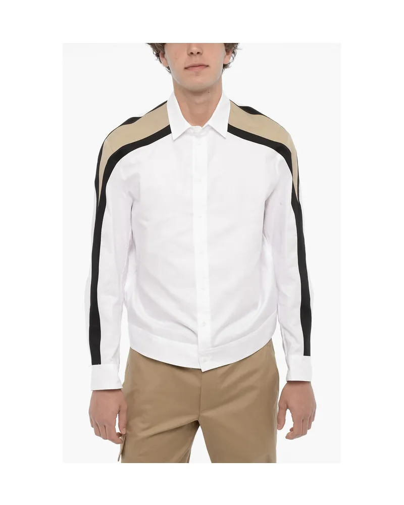 Neil Barrett Piquet-Baumwoll-BOMBER-MODERNIST-Hemd in Weiß Weiß