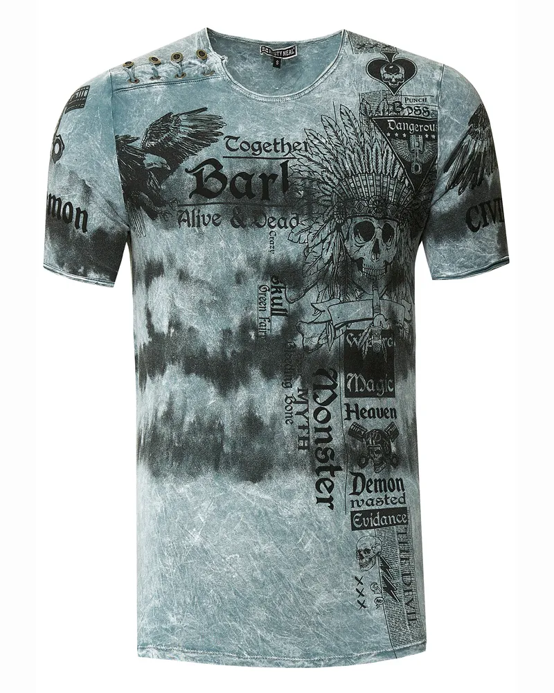 Rusty Neal Color Tie Dye Batik T-Shirt mit Front-Print Grau