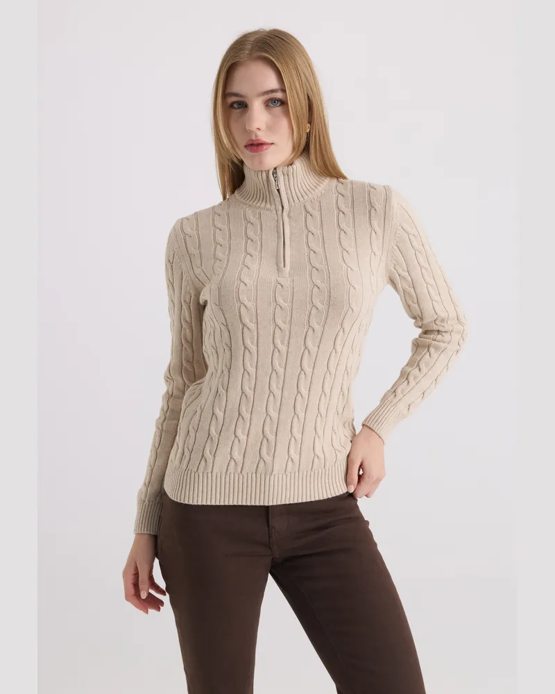 Felix Hardy Pullover Pullover Mit Zopfmuster Beige