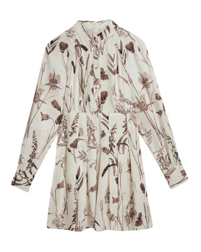Ted Baker Wmd Elodiza Leinen-seiden-plissee-minikleid Weiß