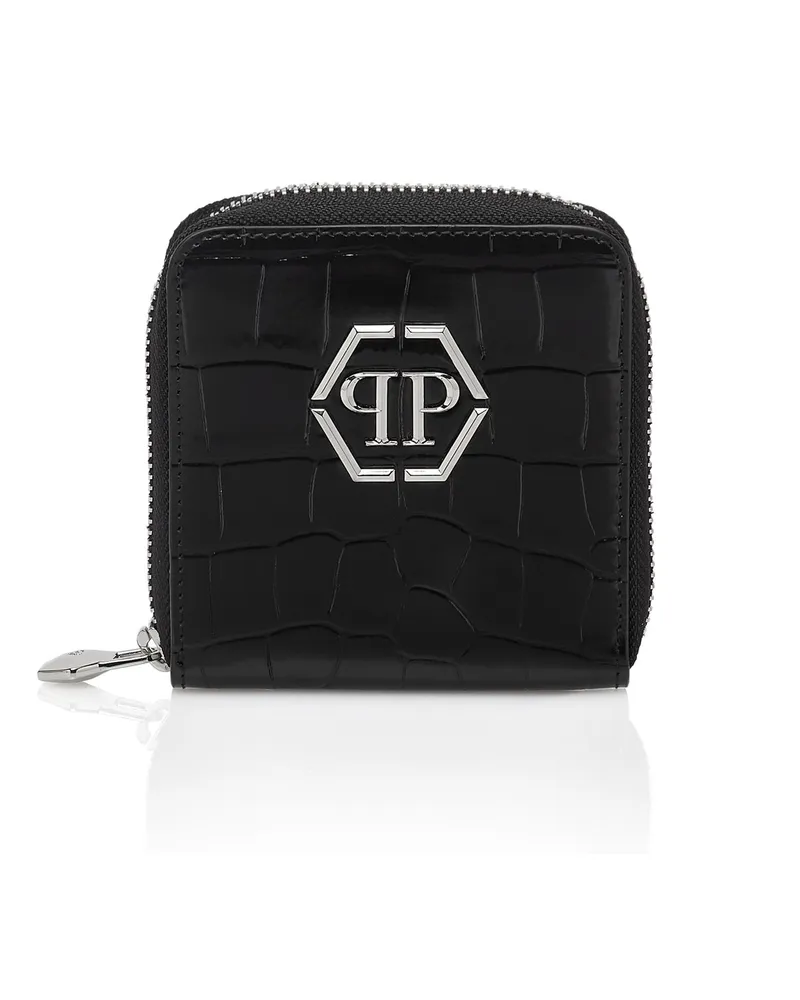 Philipp Plein Mid-Zip-Brieftasche - Schwarz Schwarz