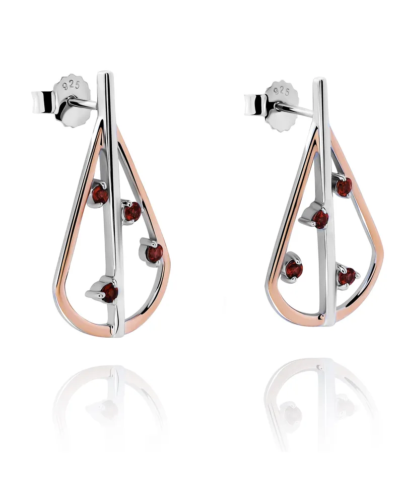 Orphelia Sacha' Damen 925 Sterlingsilber Tropfohrringe - Silber/Rose ZO-7496 Silber