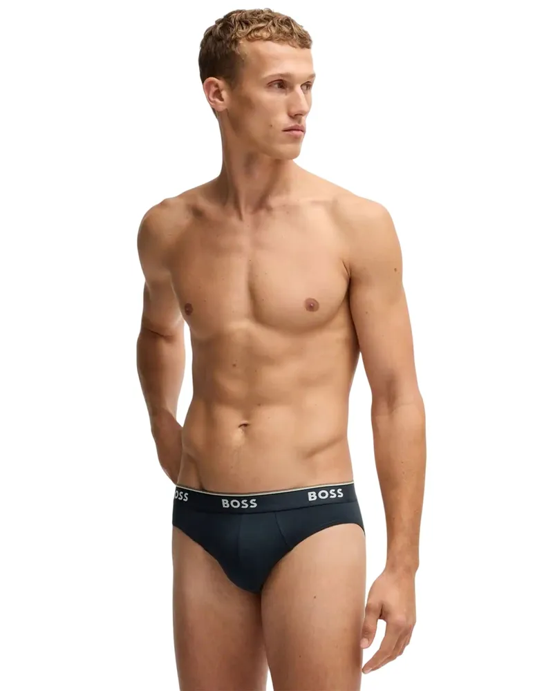 HUGO BOSS Power" Slips für Herren, Stretch (3er-Pack) (Blau/Schwarz/Holzkohle Schwarz