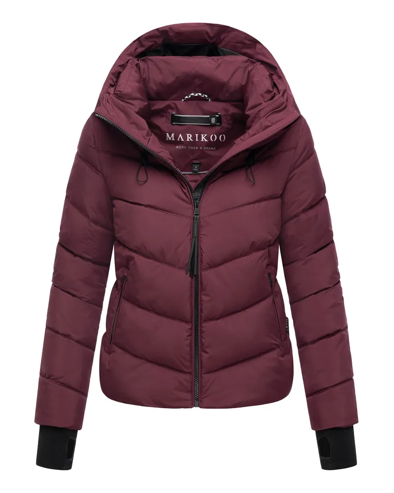 Marikoo Damen Steppjacke Yukanii mit Kapuze & femininer Passform Rot