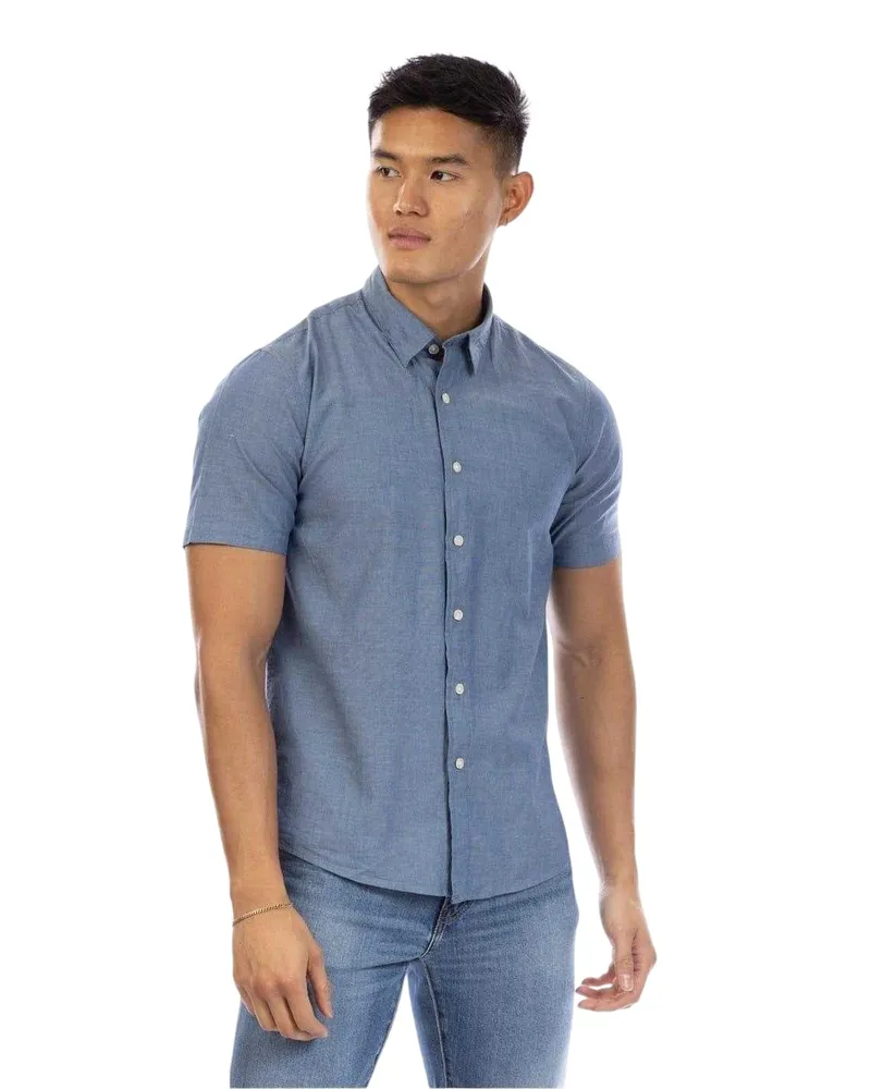 Peter Werth Hemd für Herren, Chambray-Stoff (Indigoblau Lila
