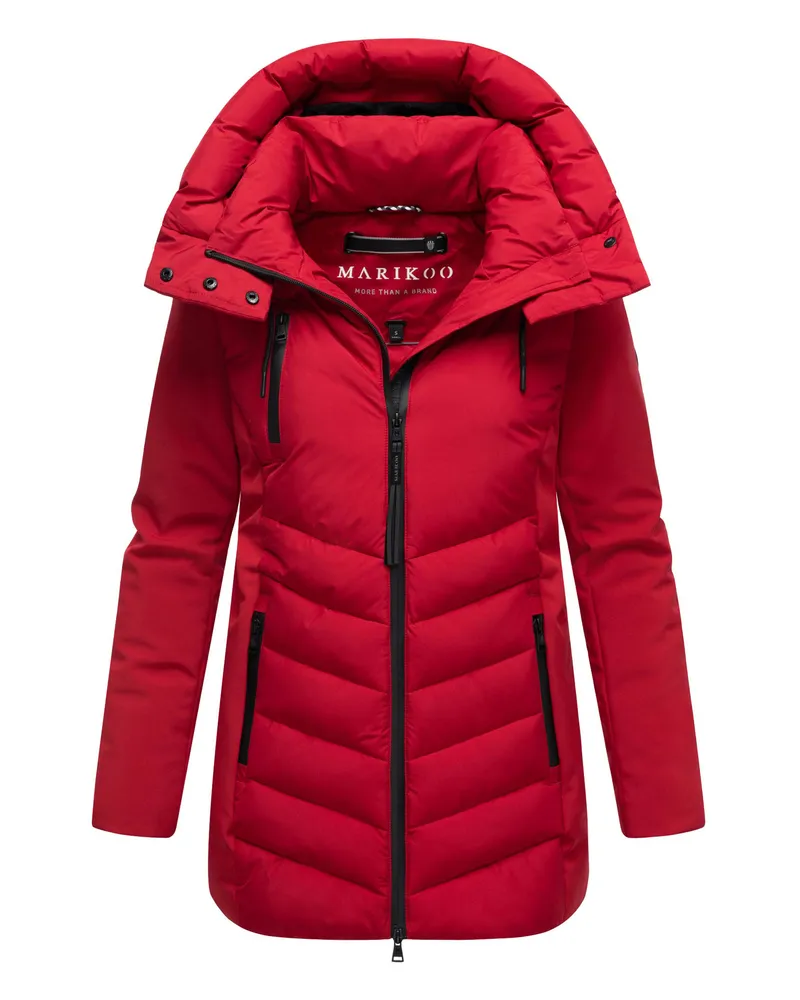 Marikoo Damen Winterjacke Tivaa XVI mit Softshell & abnehmbarer Kapuze Rot