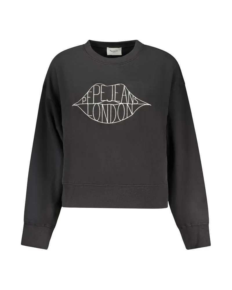 Pepe Jeans Schwarzes Baumwoll-Damen-Sweatshirt Schwarz