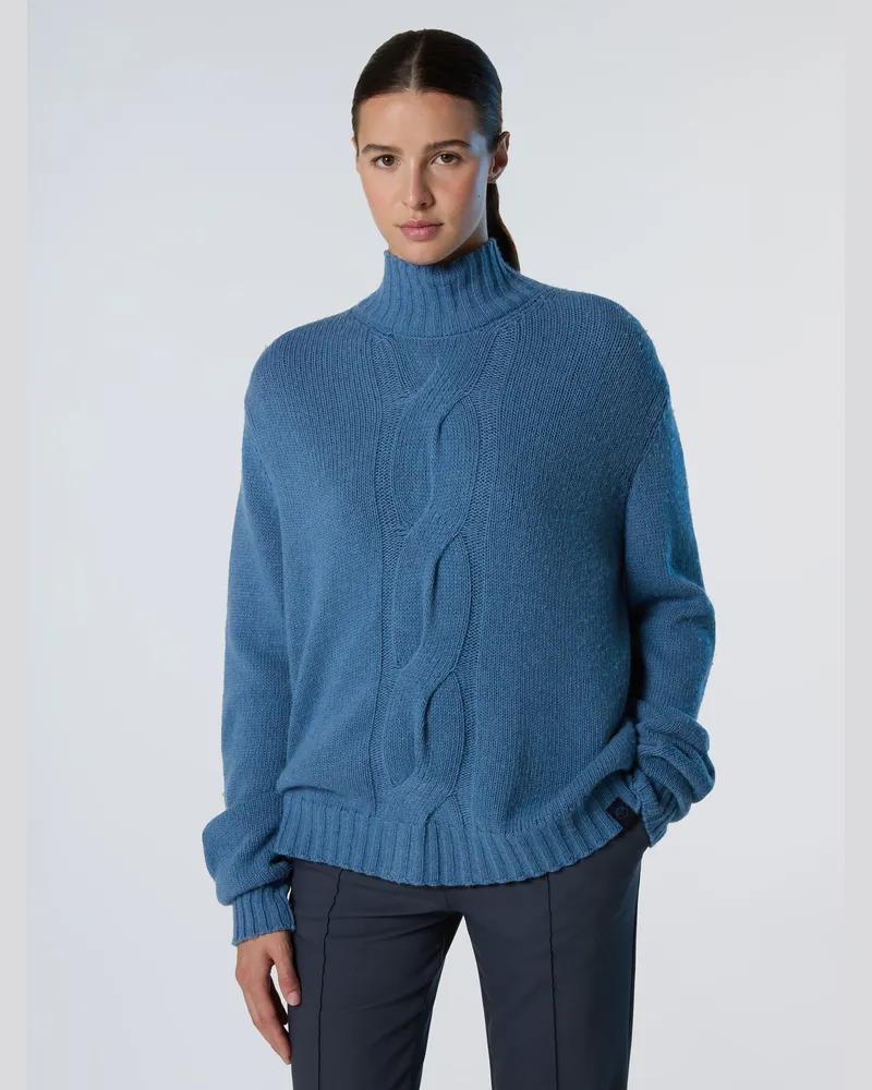 North Sails Pullover Stehkragen mit Maxi-Zopfstrick Blau