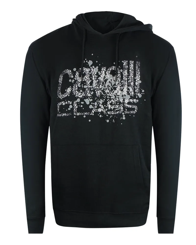Roberto Cavalli Schwarzer Hoodie Mit Gesprühtem Logo Schwarz