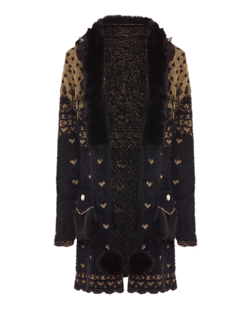 FAINA Strickjacke Damen schwarz/gold Schwarz