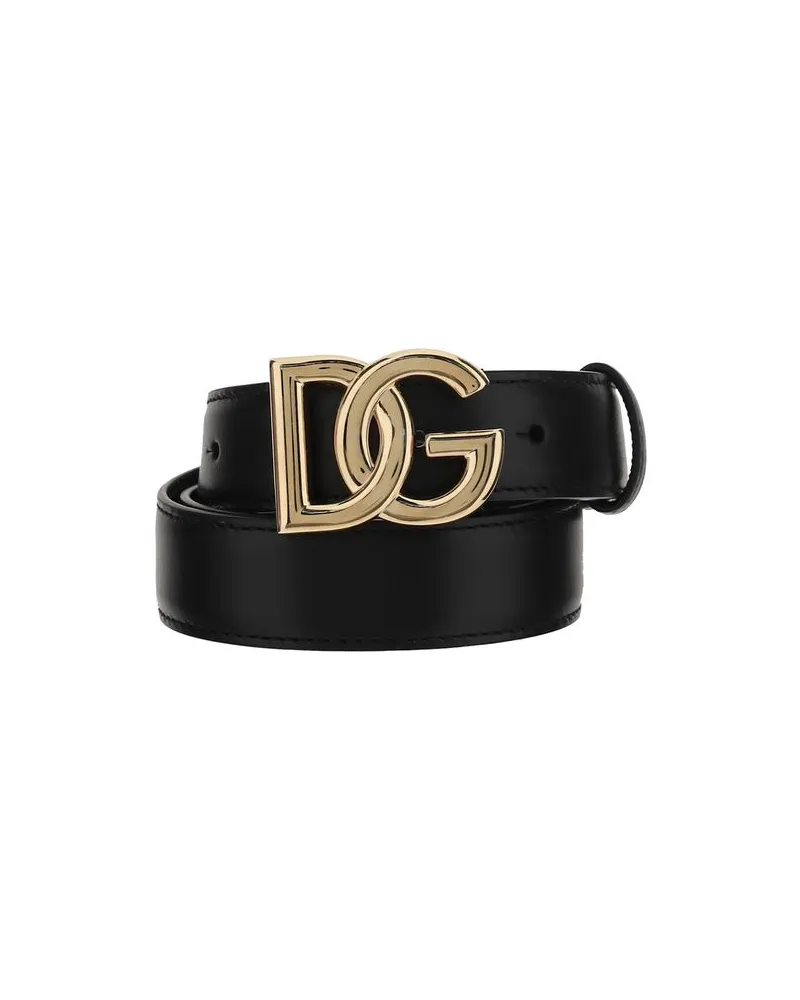 Dolce & Gabbana Schwarzer Kalbsleder Gürtel Bos Taurus Regular Schwarz