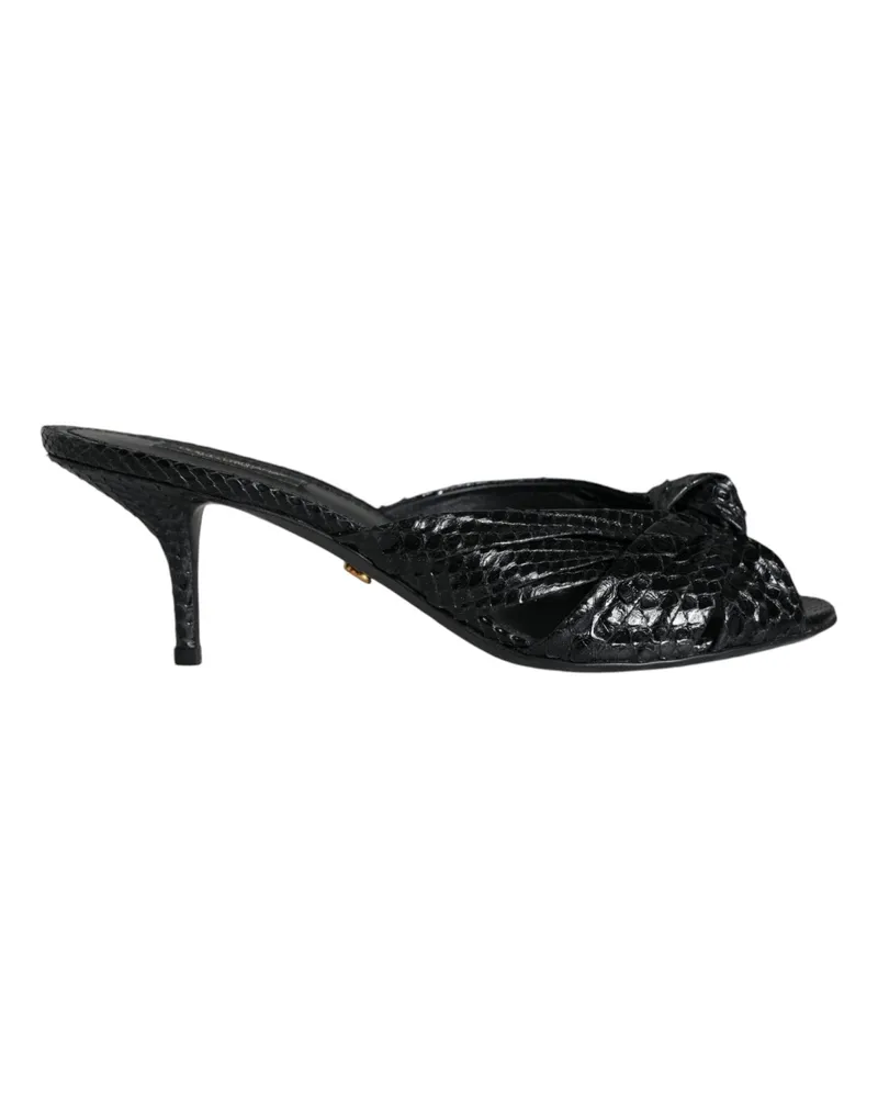 Dolce & Gabbana Schwarze Leder Absatzschuhe Sandalen Schwarz