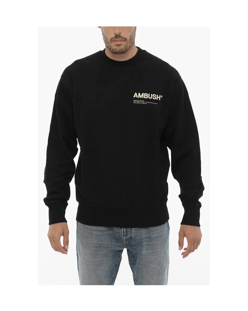 AMBUSH Sweatshirt aus gebürsteter Baumwolle mit Rundhalsausschnitt und aufgedrucktem Logo in Schwarz Schwarz
