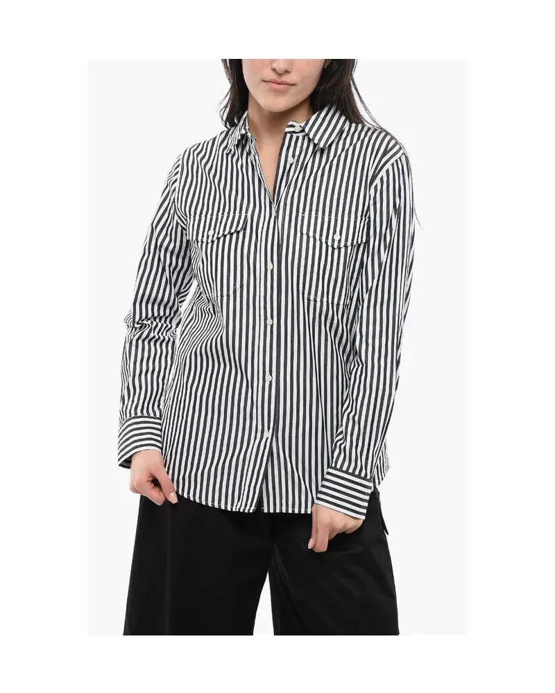 Woolrich Awning Striped YARN Saharan Shirt in Schwarz & Weiß Schwarz