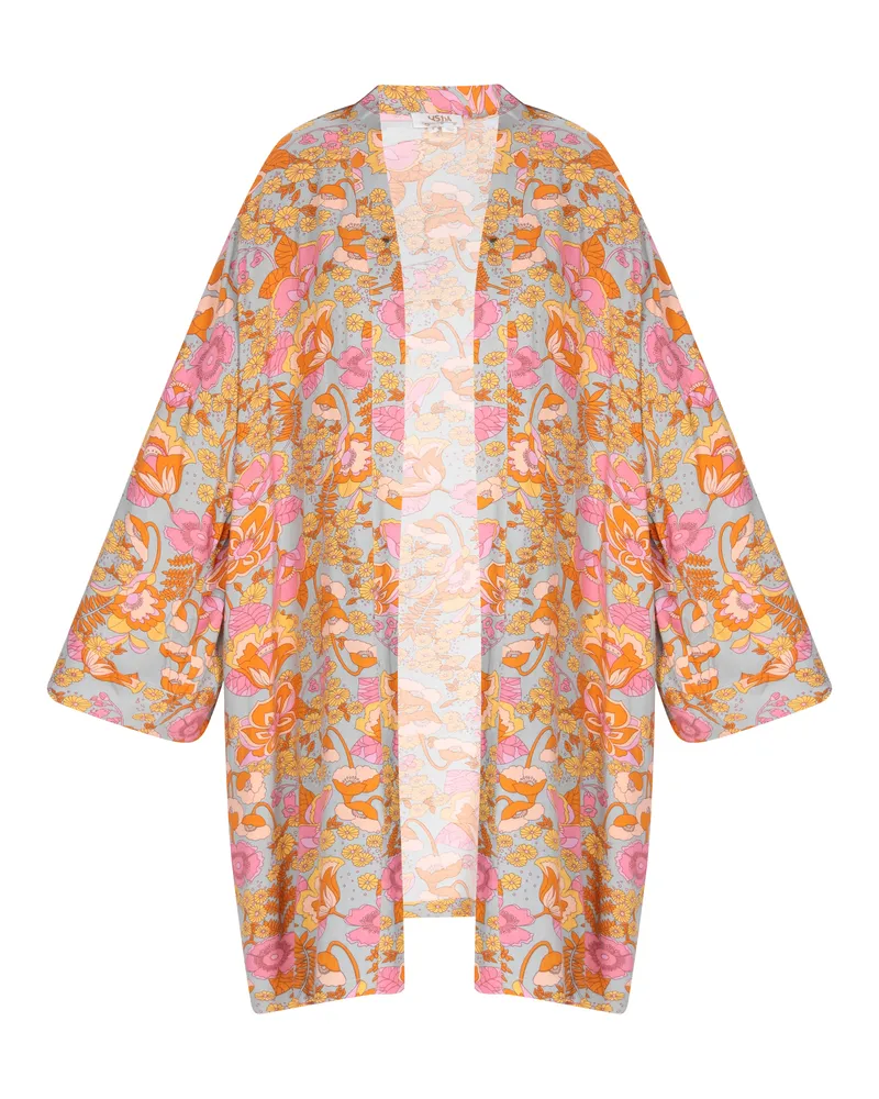 Usha Kimono Frauen steingrau mehrfarbig Steingrau