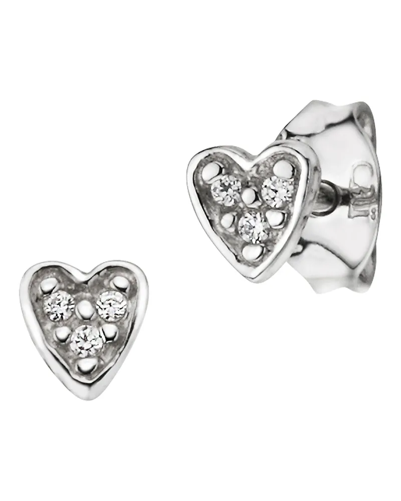 cai Ohrstecker 925/- Silber rhodiniert Herz Zirkonia Silber