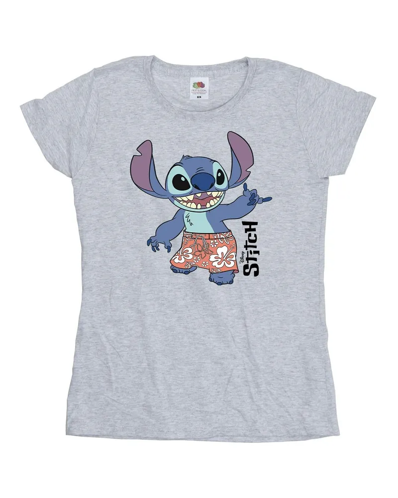 Disney Damen/Damen Lilo & Stitch Bermuda-Shorts Baumwoll-T-Shirt (Sport grau Hellgrau