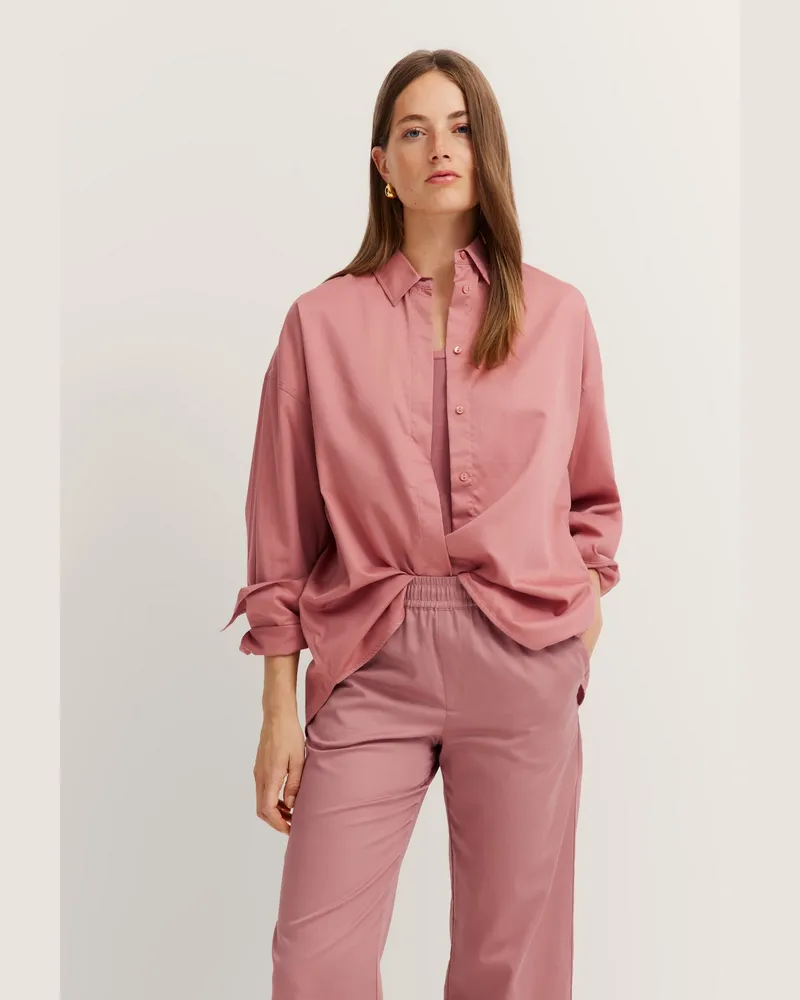 Bugatti Damen Hemdbluse aus Baumwoll-Satin Rosé