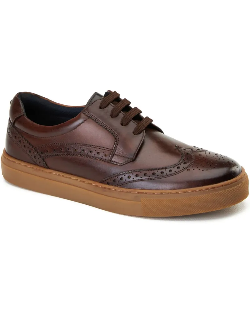 Base London Clapton Lederschuhe Für Männer In Verbranntem Braun Mit Brogue Muster Braun