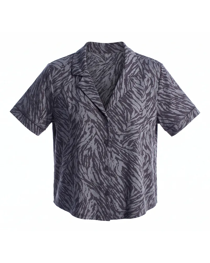 GAP Damen-Pyjamahemd mit kurzen Ärmeln 709290 Grau