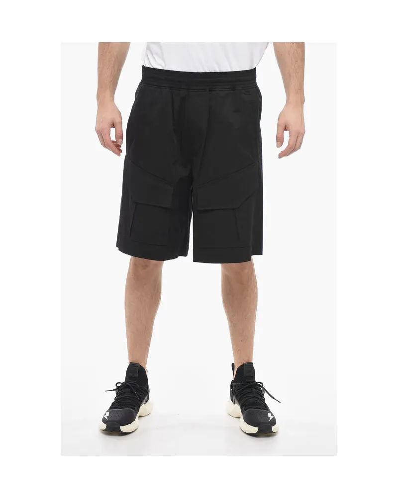 Neil Barrett Baggy Fit JORDAN Cargo-Shorts mit Klapptaschen in Schwarz Schwarz