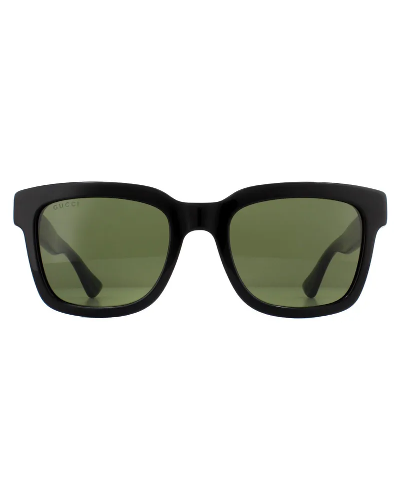 Gucci Square Mens Schwarz und Grün mit roten Streifen Grüne Sonnenbrille Schwarz