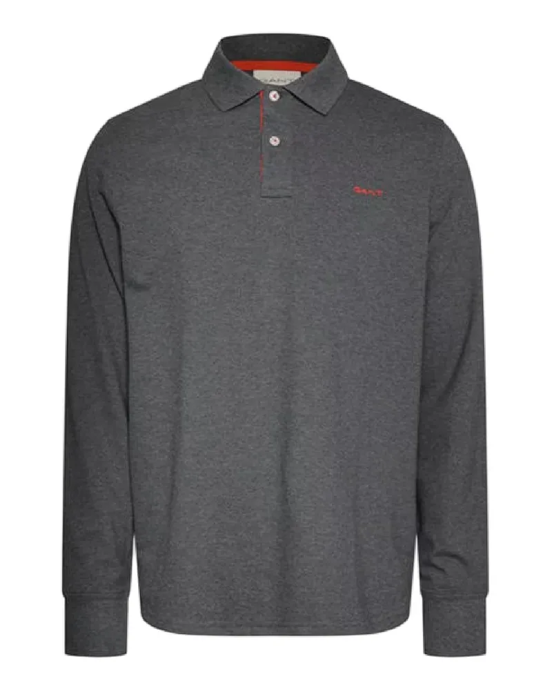 Gant Poloshirt für Herren, Piqué, Langärmlig (Schwarzgrau Schwarz