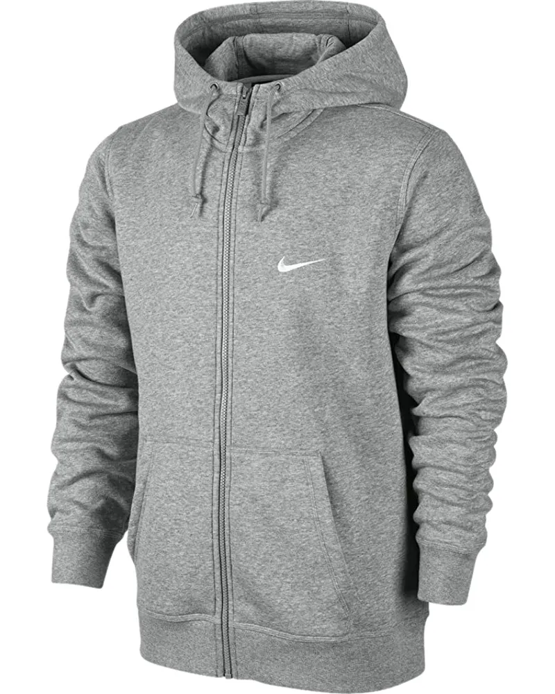 Nike Swoosh Logo Grauer Kapuzenpullover mit Reissverschluss Grau