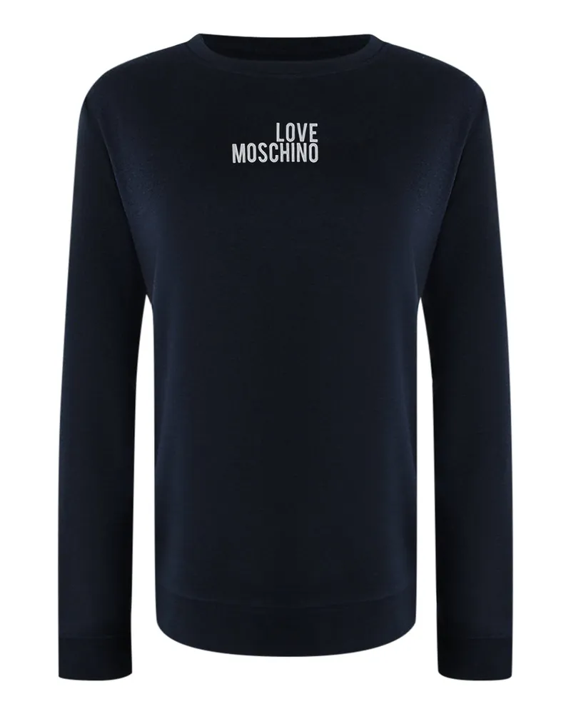 Moschino Love  Langarmshirt In Marineblau Mit Kleinem Weißen Logo Marineblau
