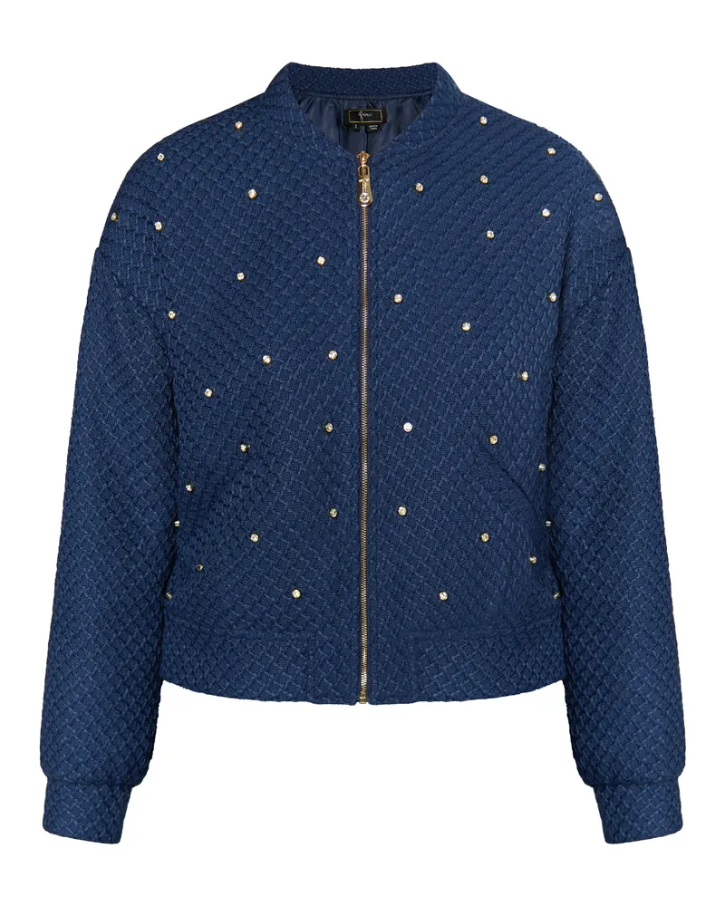 FAINA Boucé-Jacke mit Strass-Steinen Damen Marine Marineblau