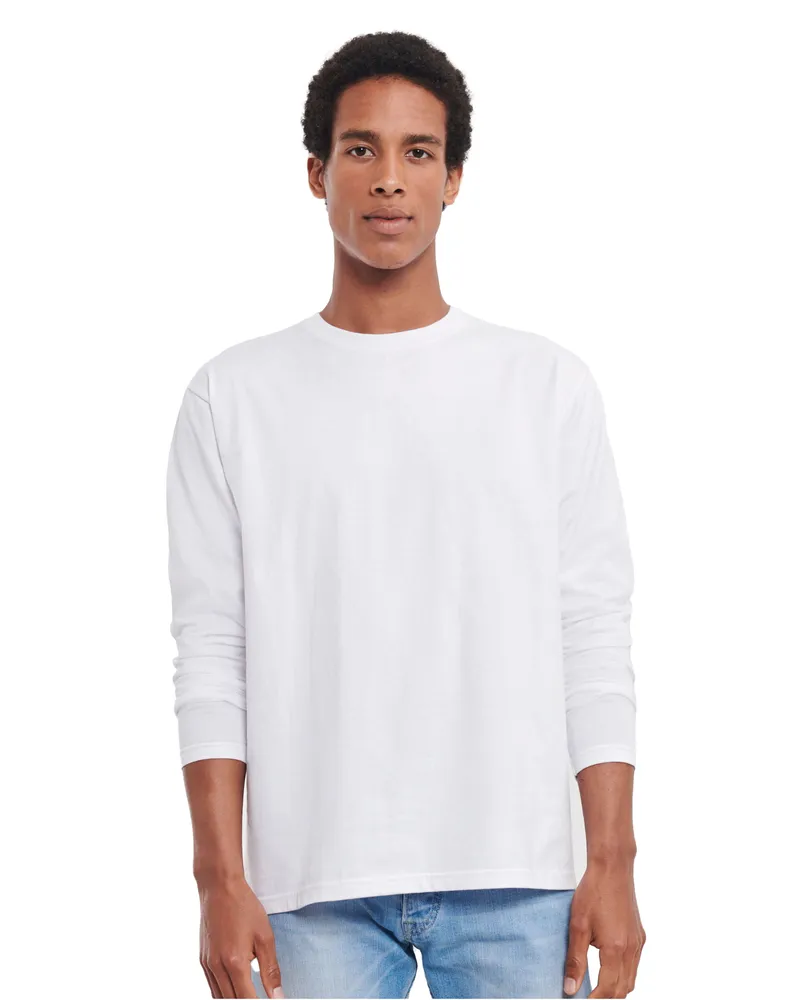 Russell Athletic Russell - T-Shirt für Herren/Damen Unisex Langärmlig (Weiß Weiß