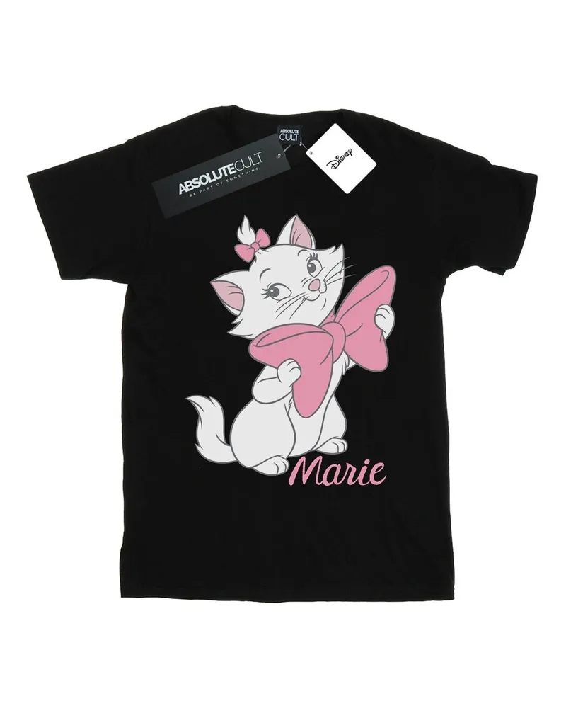 Disney Aristocats Marie Bow" T-Shirt für Mädchen (Schwarz Schwarz