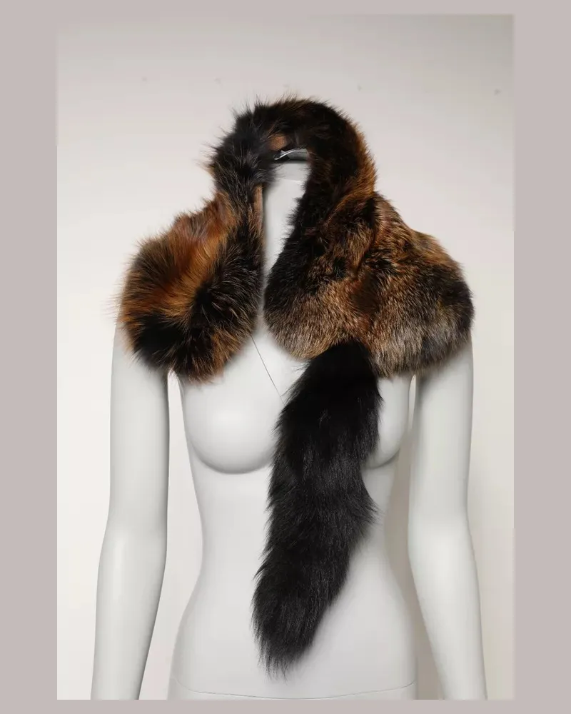 Dolce & Gabbana Braun-Rot Fuchs Pelz Halswärmer Winter Schal Braun