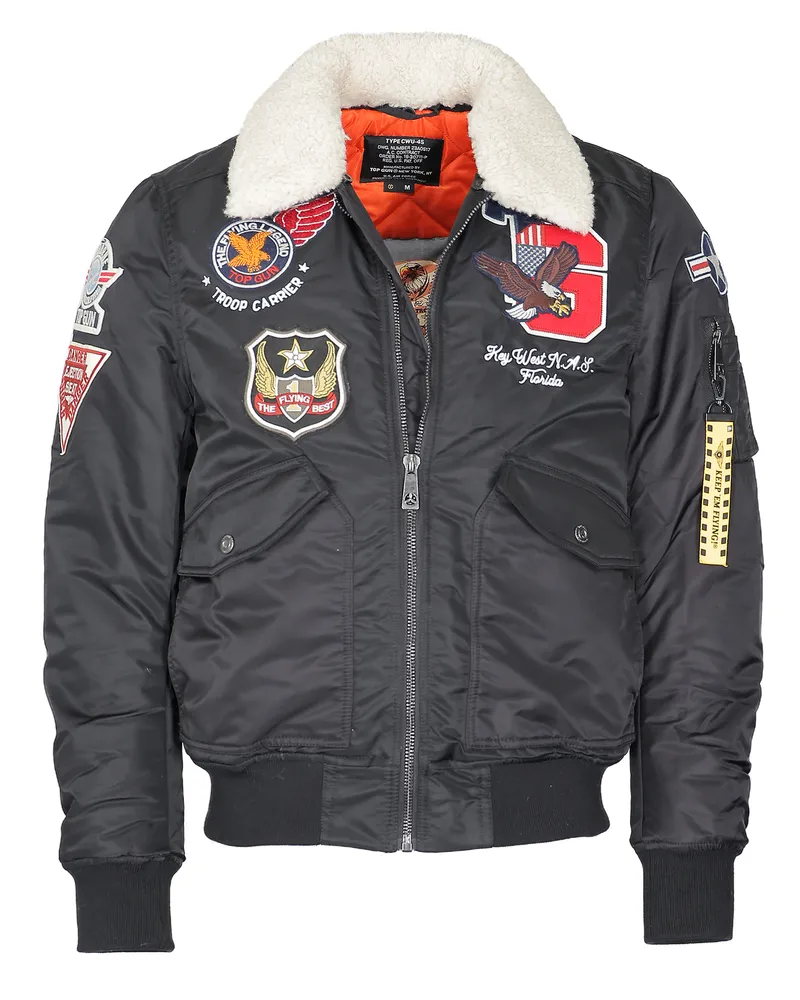Top Gun Bomberjacke TG23002 mit Kunstfellkragen Schwarz