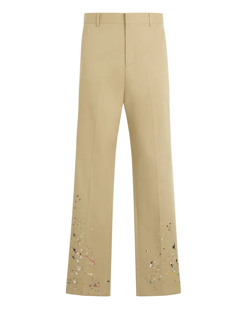 Philipp Plein Loose Fit Trousers Painted Painted Beige