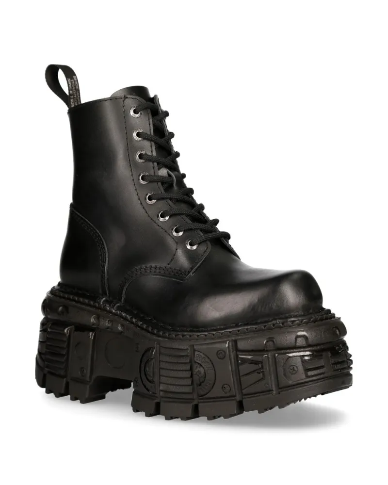 New Rock Unisex Military Techno Plateaustiefel – M-MILI084N-S5 Schwarz