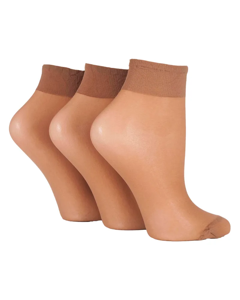 Elle 3er-Pack Damen 15 Denier 100% Nylon Knöchelsocken - Durchsichtiger leichtgewichtiger Komfort Gold