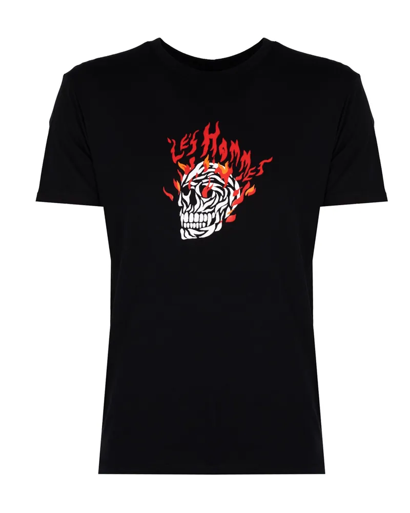 Les Hommes T-Shirt On Fire Herren schwarz Schwarz